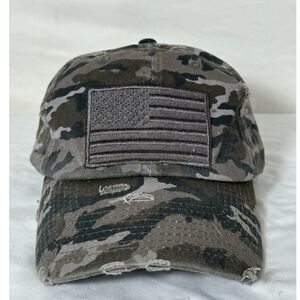 Distressed Camouflage Patriotic Adjustable Unisex Baseball Hat American Flag